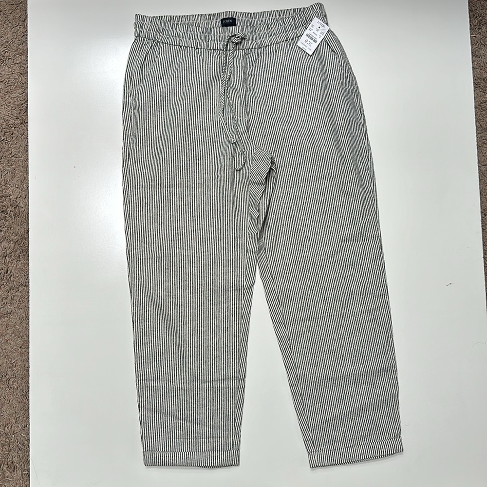 J.Crew NWT Linen/cotton blend striped pants Size 10 - Picture 5 of 6